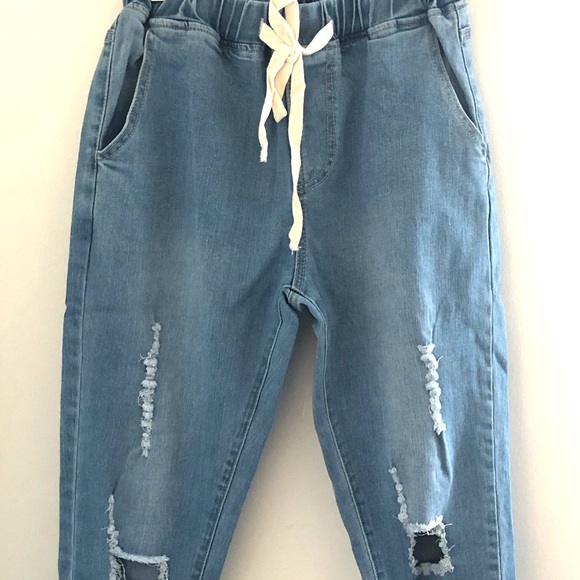 Denim Distressed Joggers - Picture 5 of 6